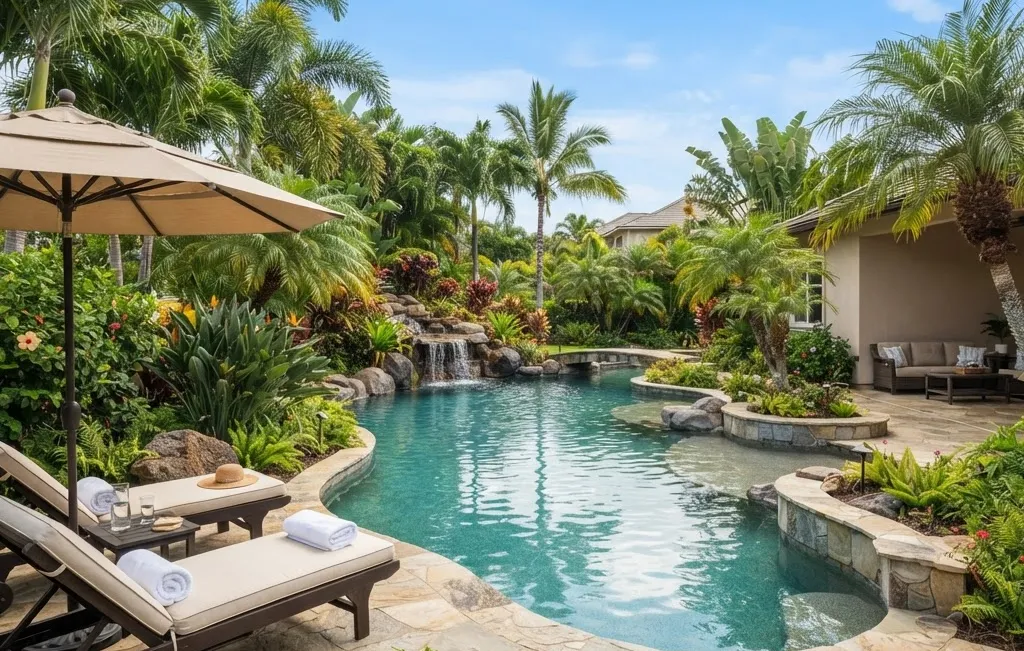 AI backyard design showing realistic yard renovation ideas before changes