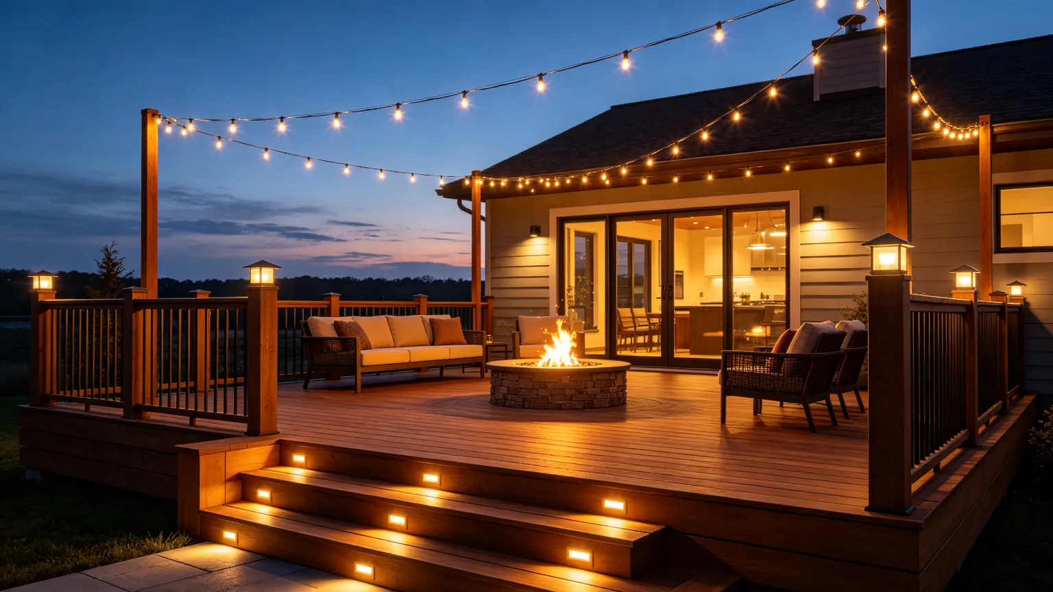 Realistic deck design generated from a backyard photo