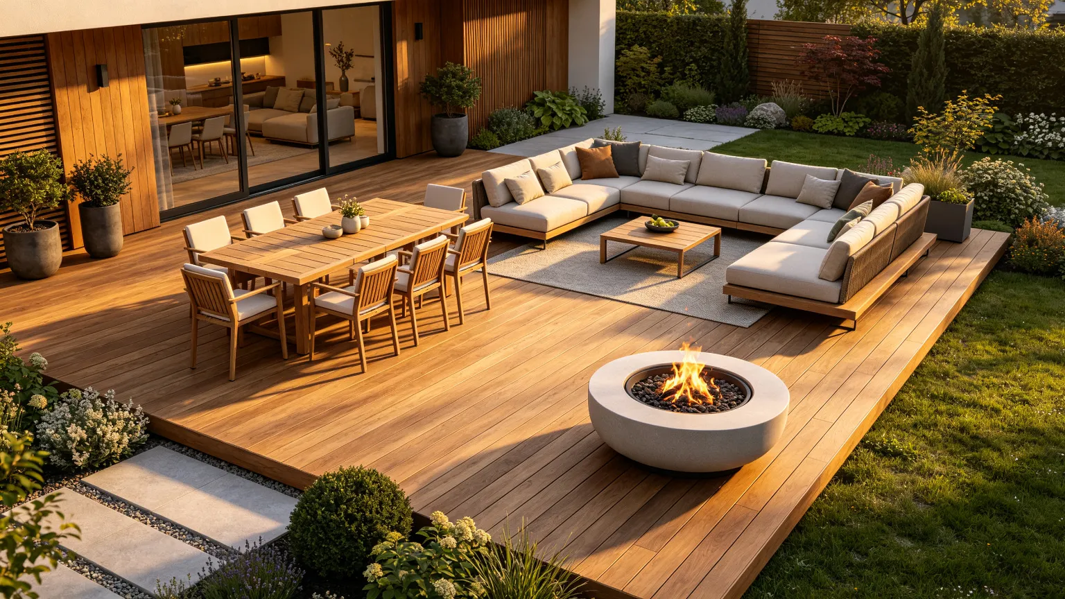 Deck design with coordinated outdoor furniture