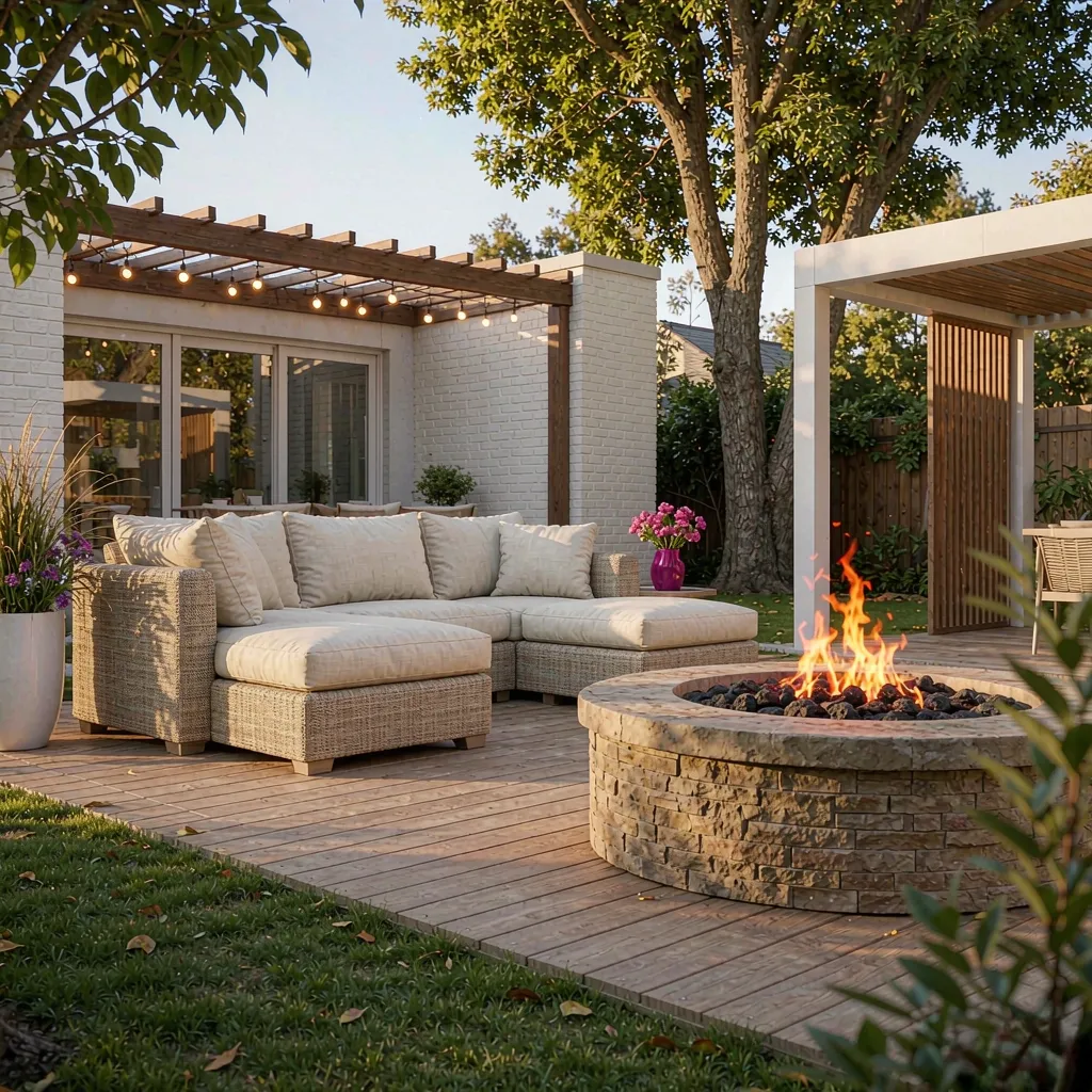 Backyard transformed into a realistic patio design with AI