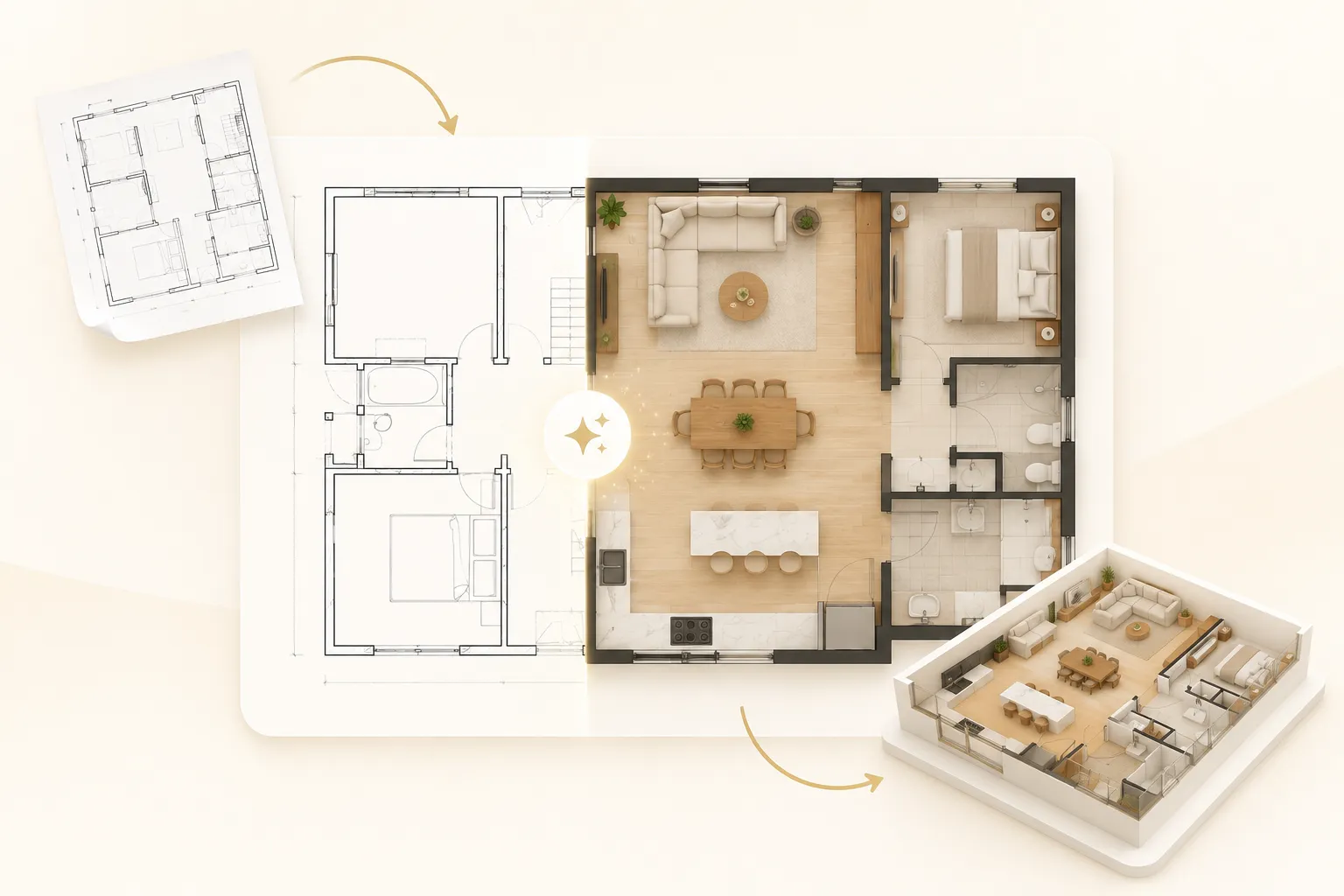 Floor plan editor with editable rooms and walls