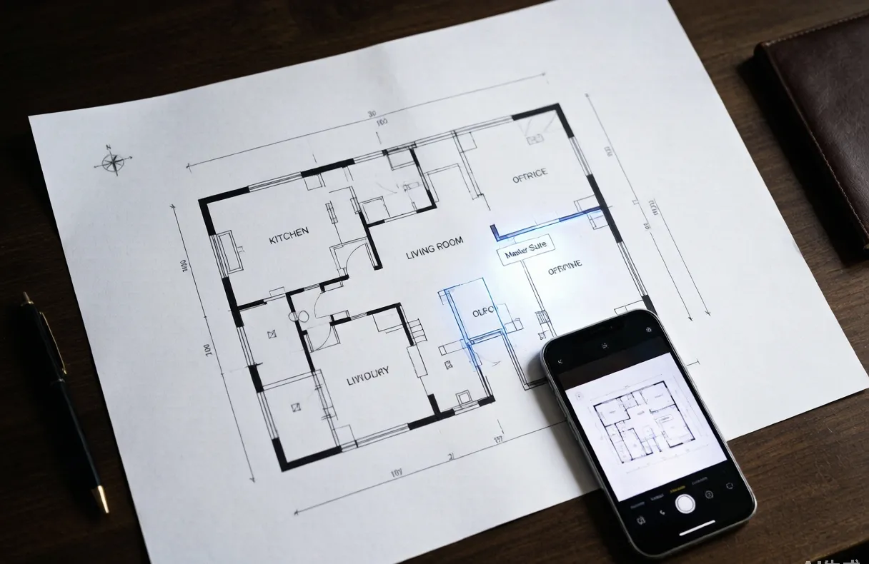 Plan papier numérisé avec un appareil photo de smartphone