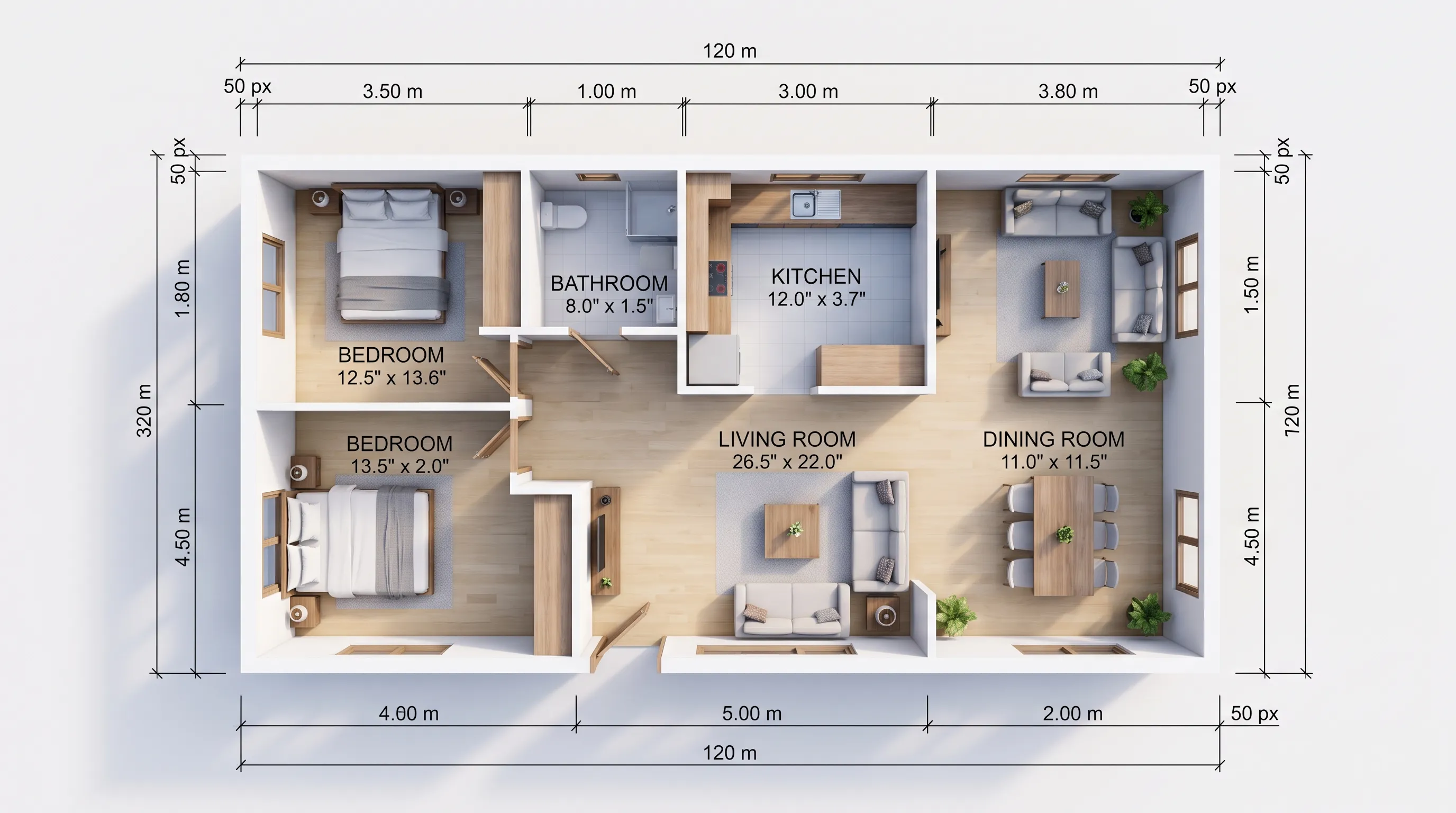 Realistic floor plan style