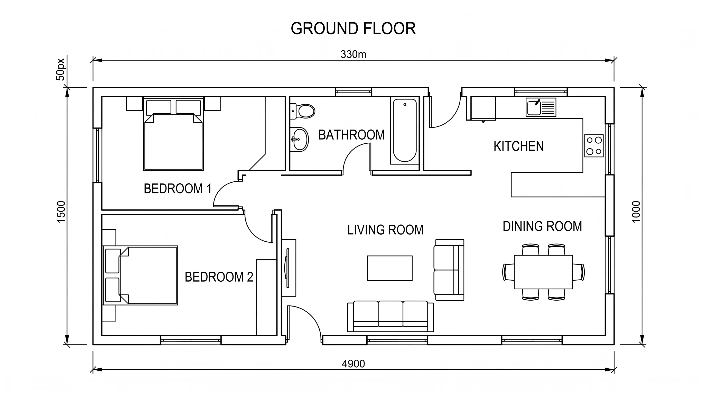 Technical floor plan style