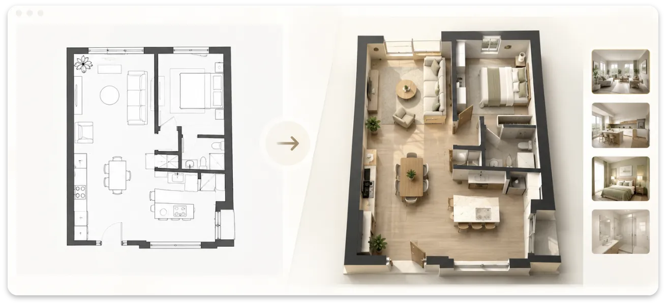 KI-Grundriss-Rendering