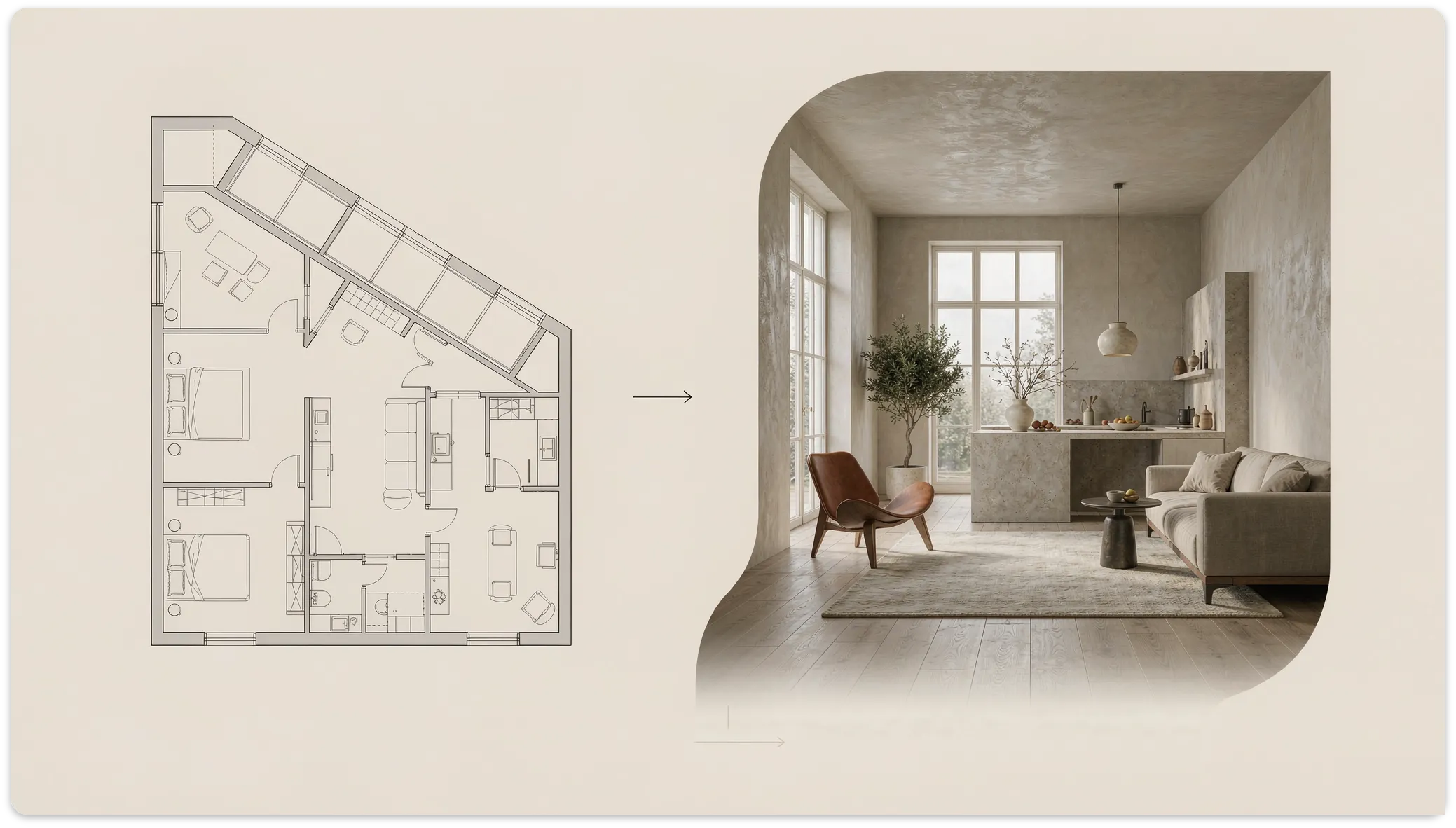 Grundriss als möblierten Innenraum visualisieren