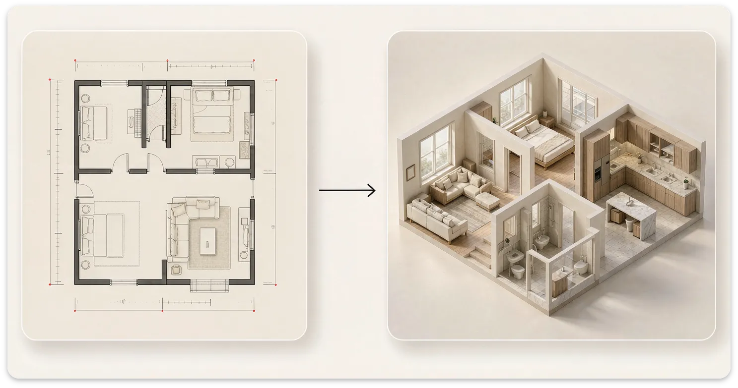 AI preserves your original floor plan layout in 3D