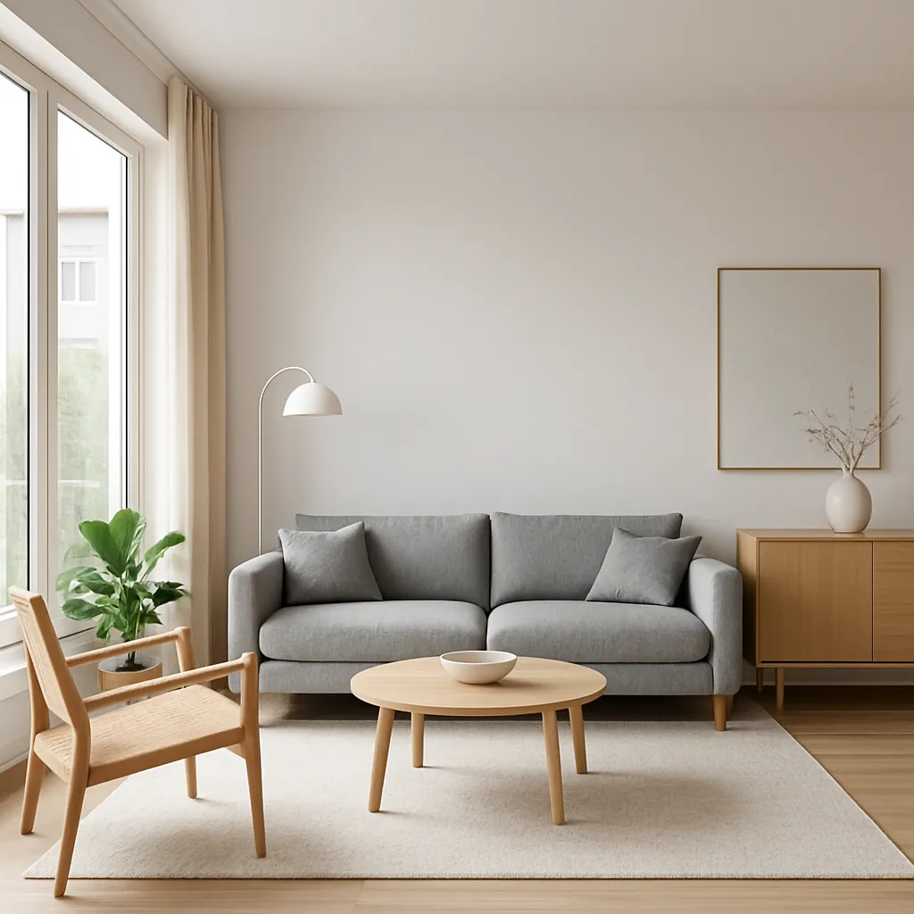 Soggiorno moderno minimalista renderizzato da una planimetria