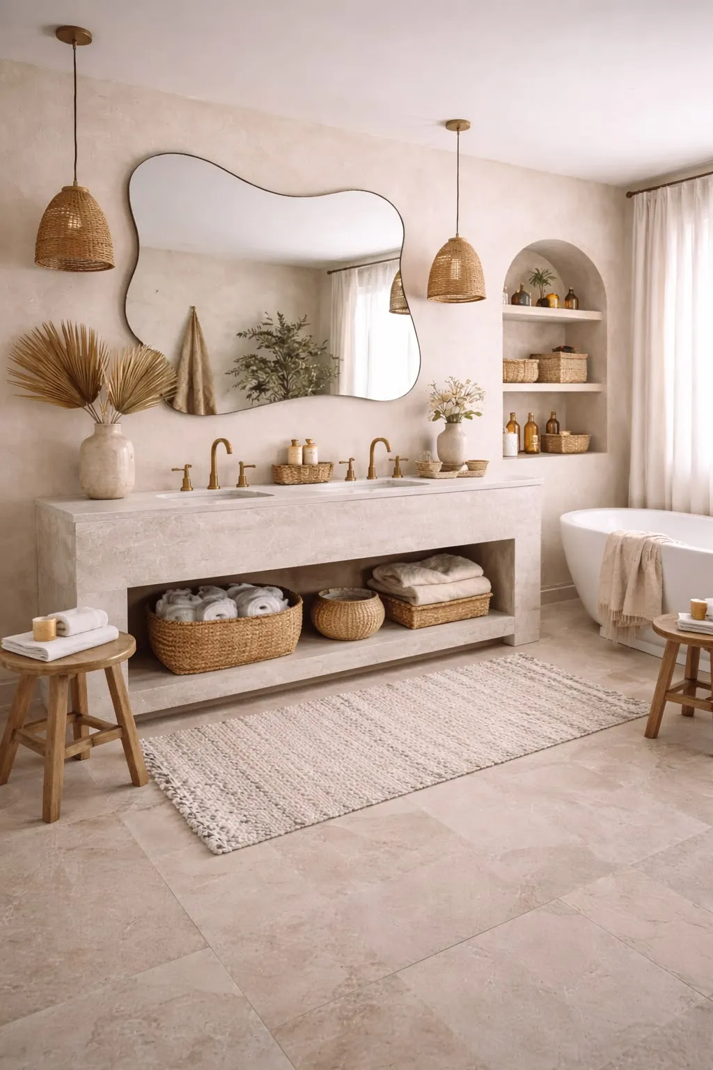 Handcrafted ceramic Bohemian bathroom accessories