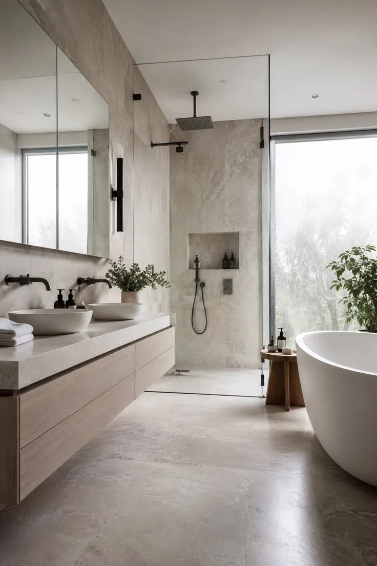 Handleless cabinetry contemporary bathroom furniture