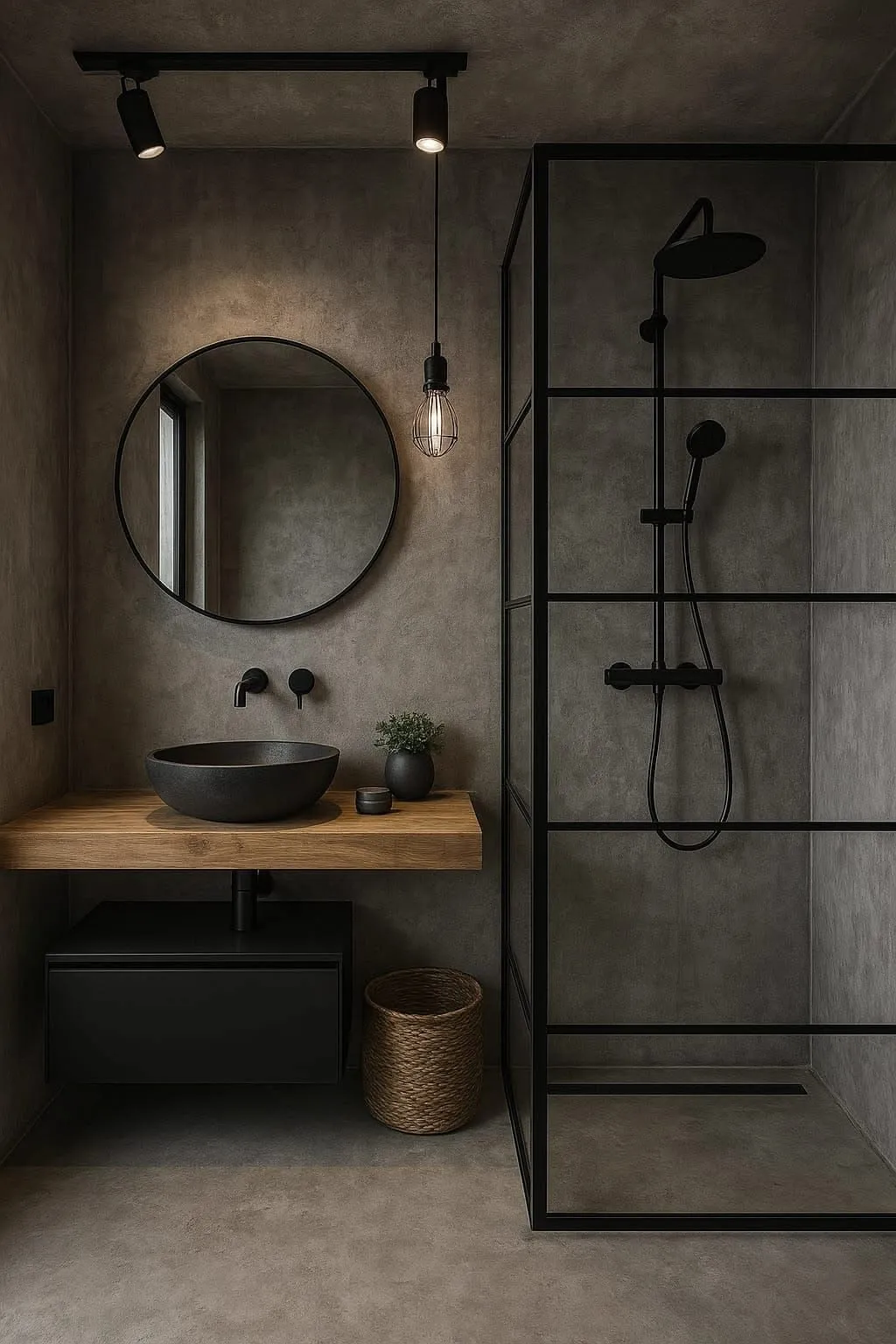 Edison bulb industrial bathroom light