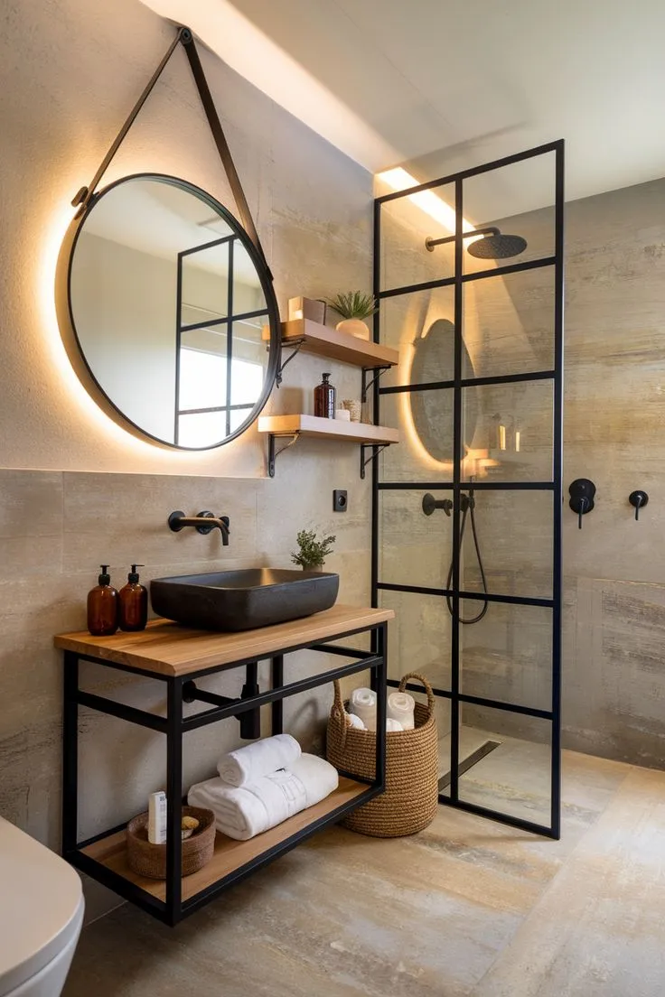 Luxury modern industrial bathroom aesthetic