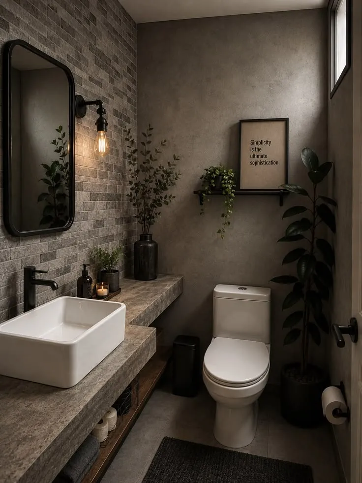 Crittall glass industrial bathroom layout