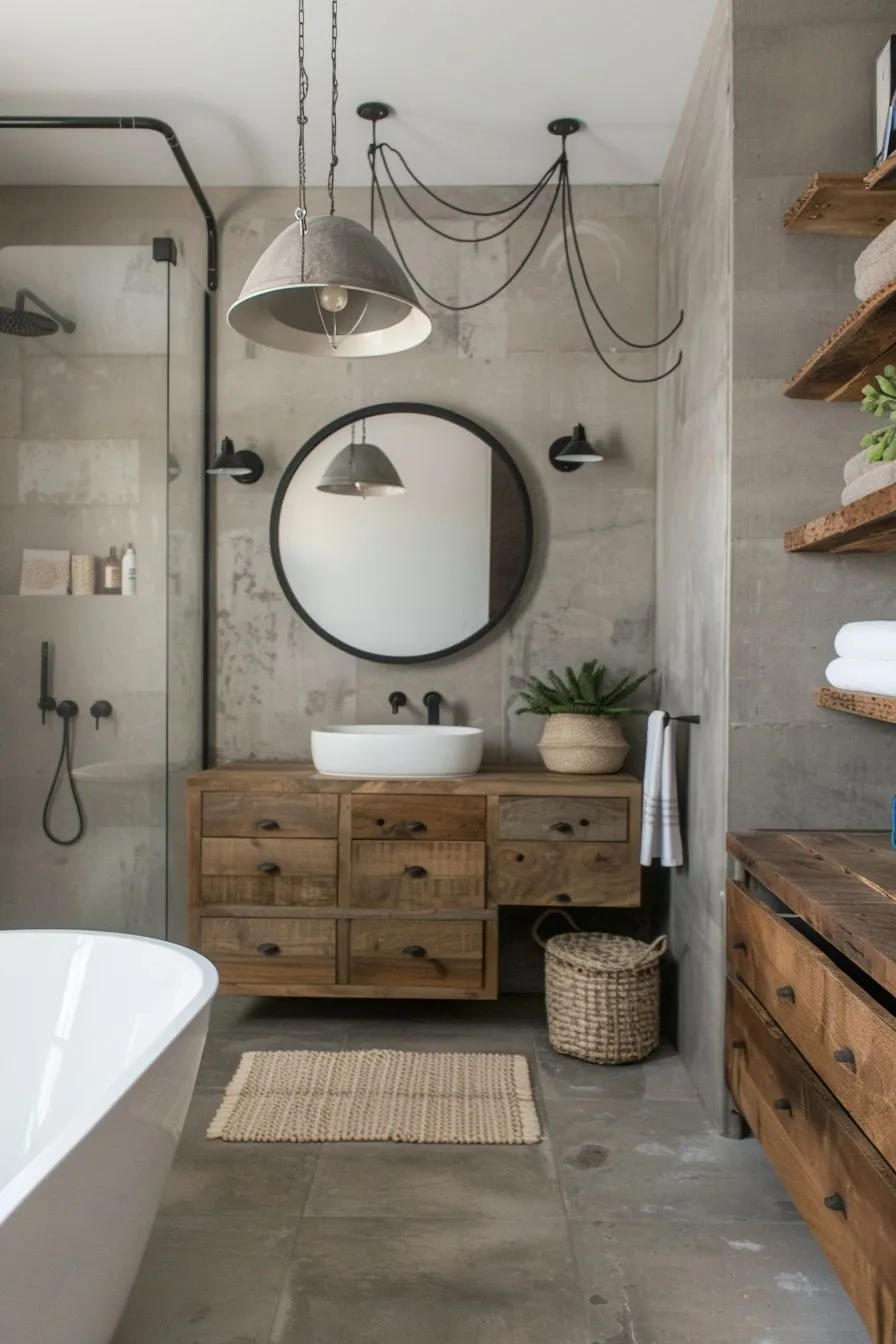 Space saving small industrial bathroom ideas
