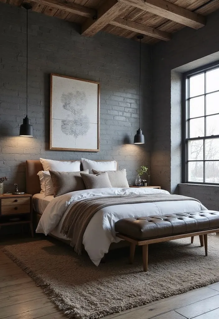 Dark Brick & Shaggy Rug