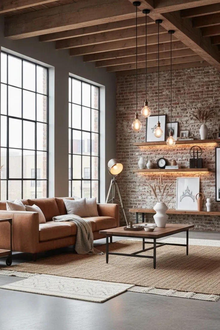 Classic Industrial Loft with Exposed Brick & Beams