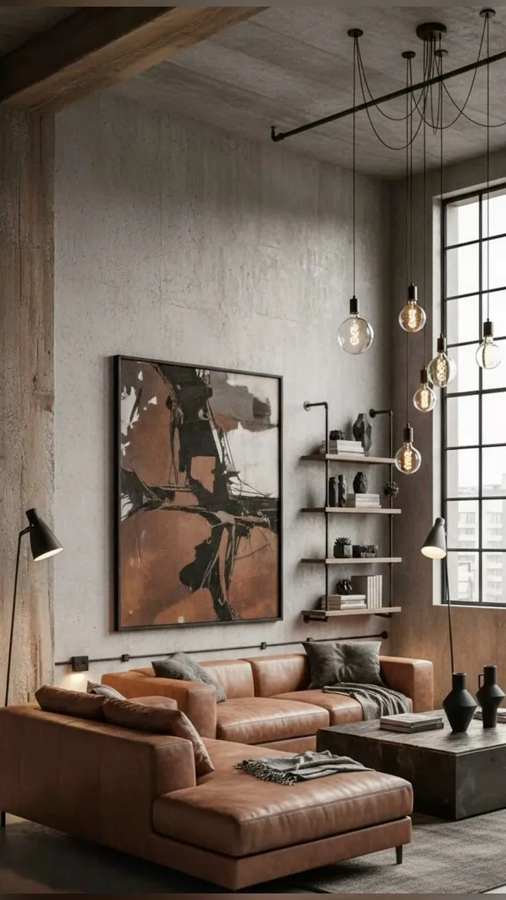Moody Industrial Lounge with Edison Bulbs