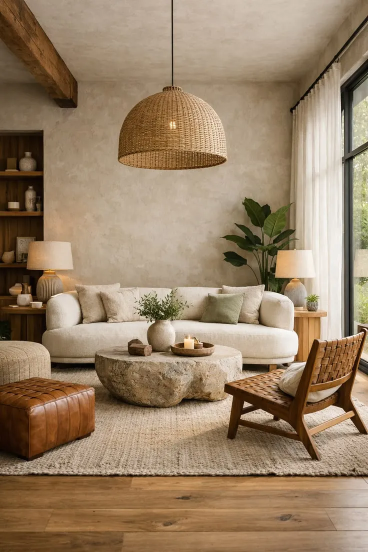 Japandi Living Room with Low Profile Sectional