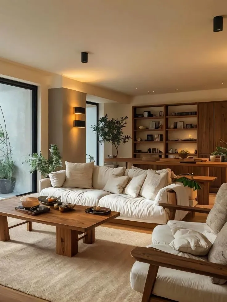 Calm Japandi Living Room with Minimal Decor
