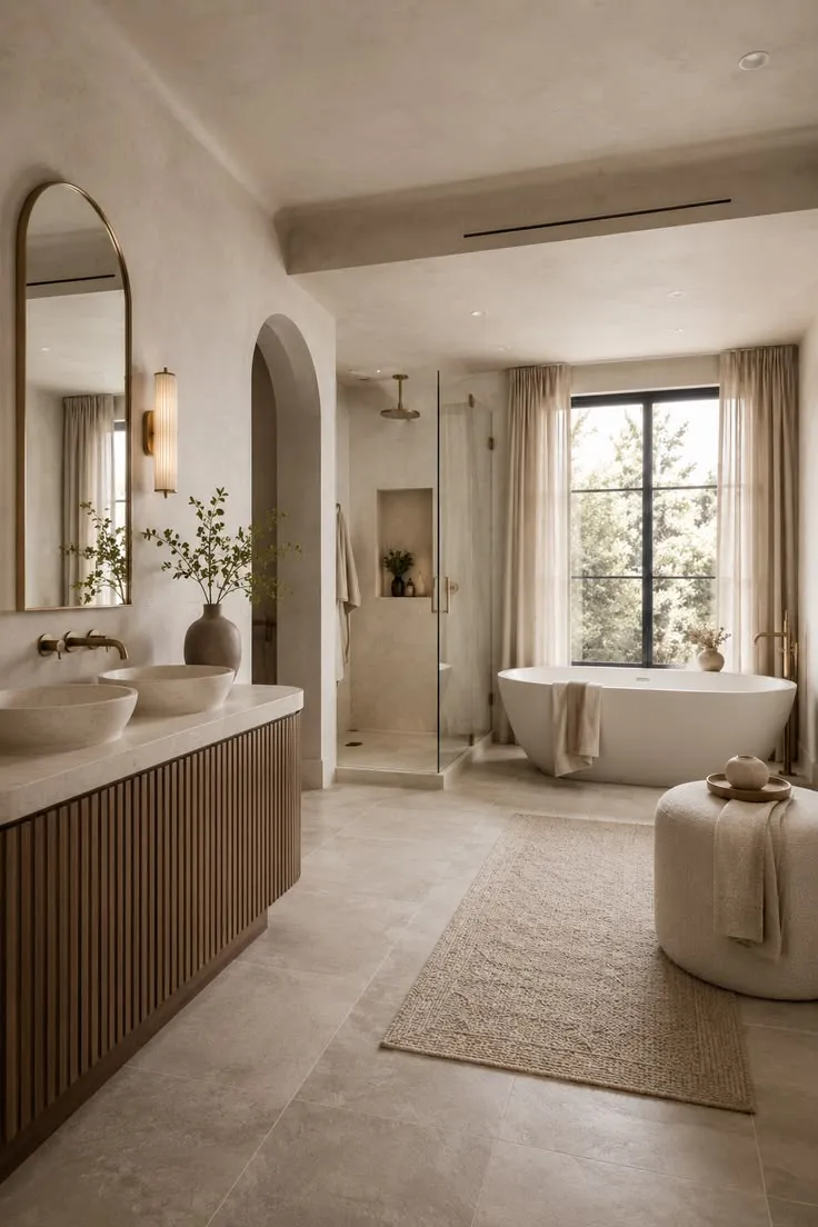 Symmetrical layout for luxury bathroom design