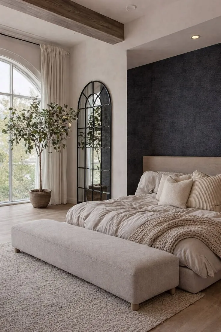 Minimalist Luxury Bedroom with Arched Window
