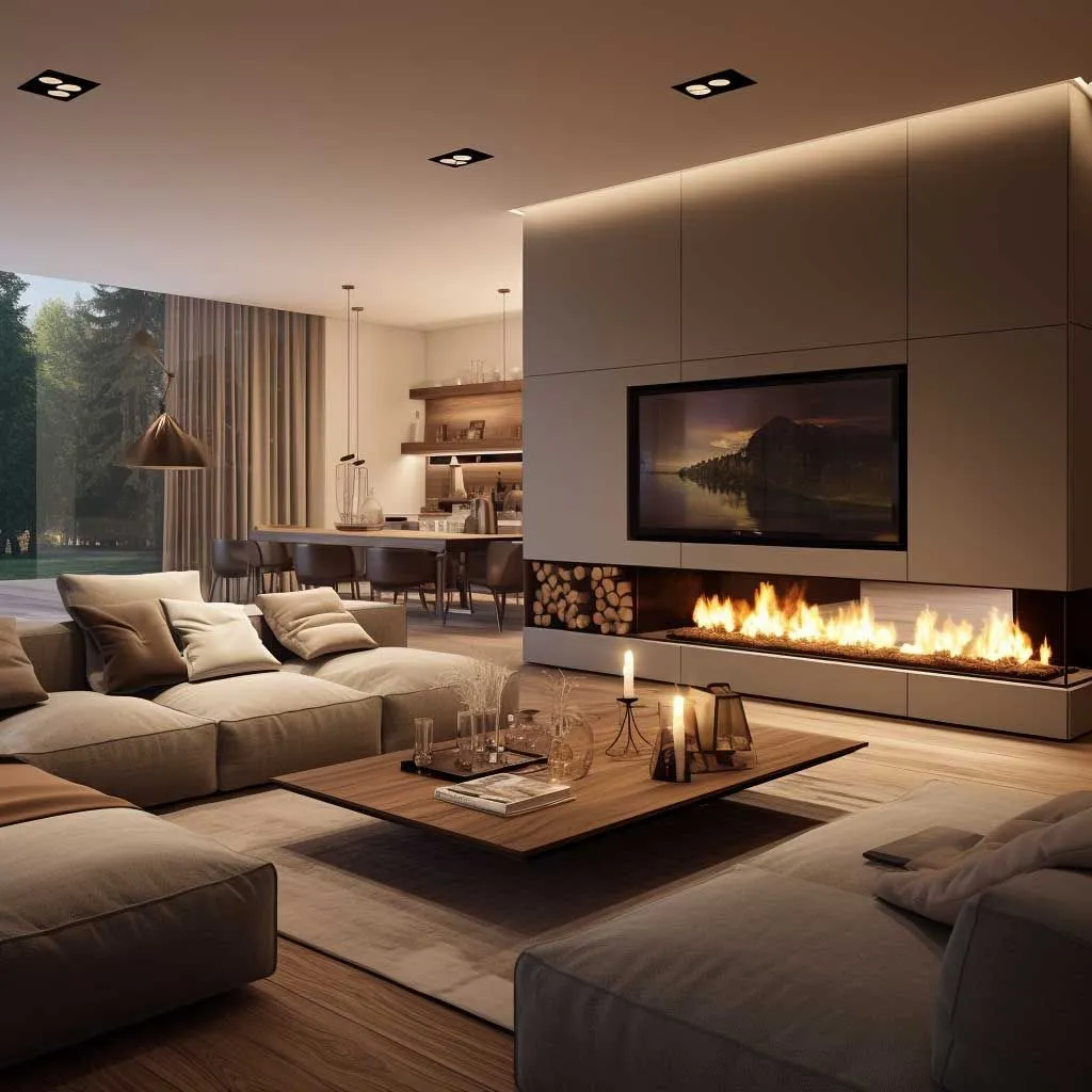 Expansive Luxury Living Room with Double-Height Ceilings