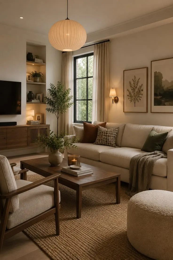 Whitewashed Mediterranean Living Room with Natural Light