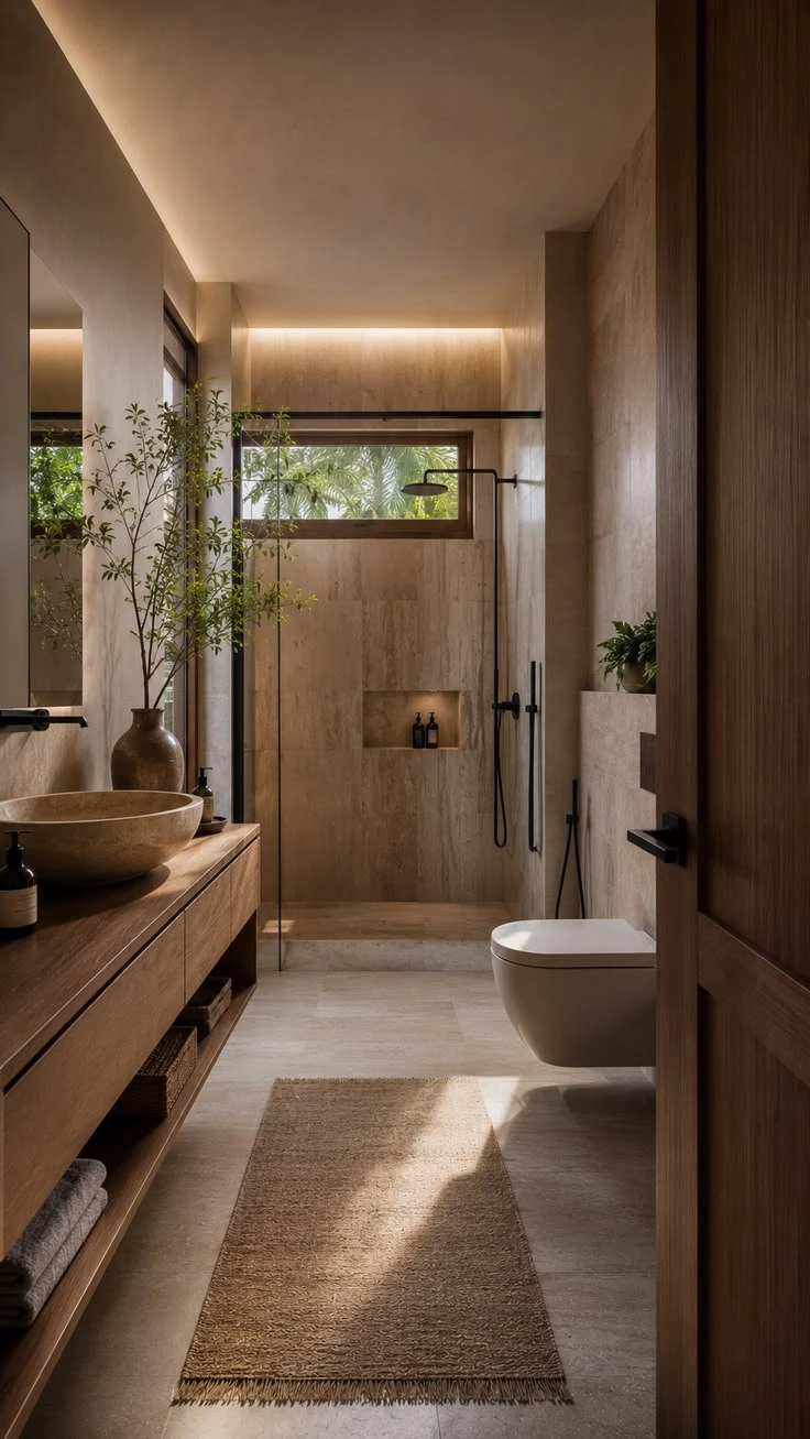 Backlit mirror minimalist bathroom decor