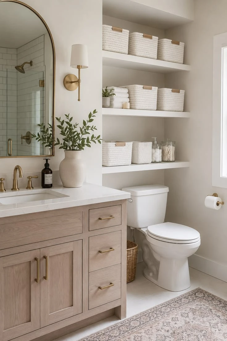 Organized layout of a minimalist bathroom