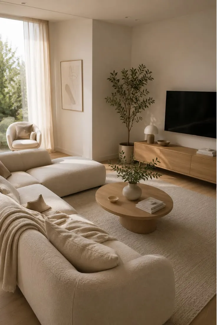 Minimalist Living Room with Curved Sofa