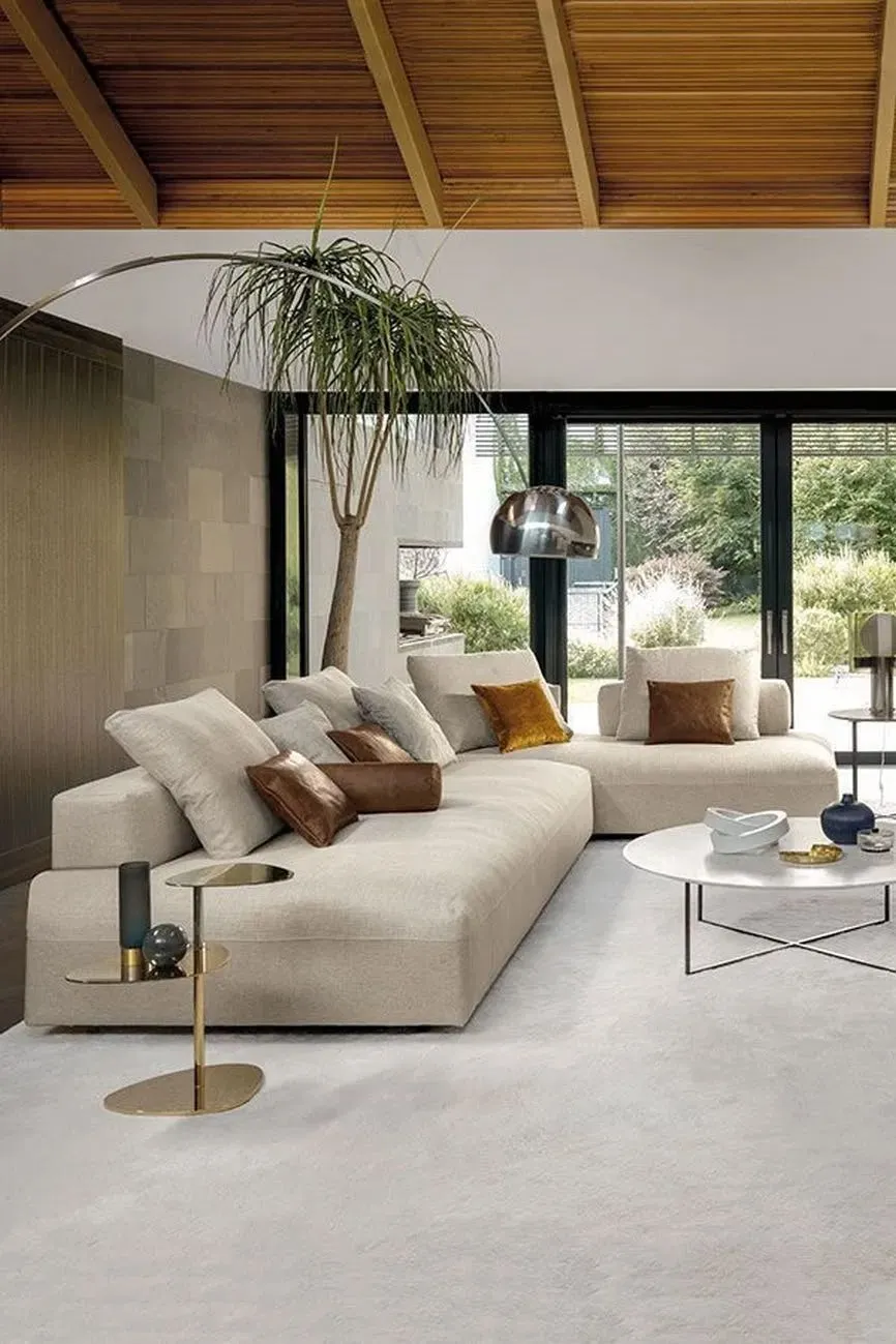 Spacious Minimalist Living Room with High Ceilings
