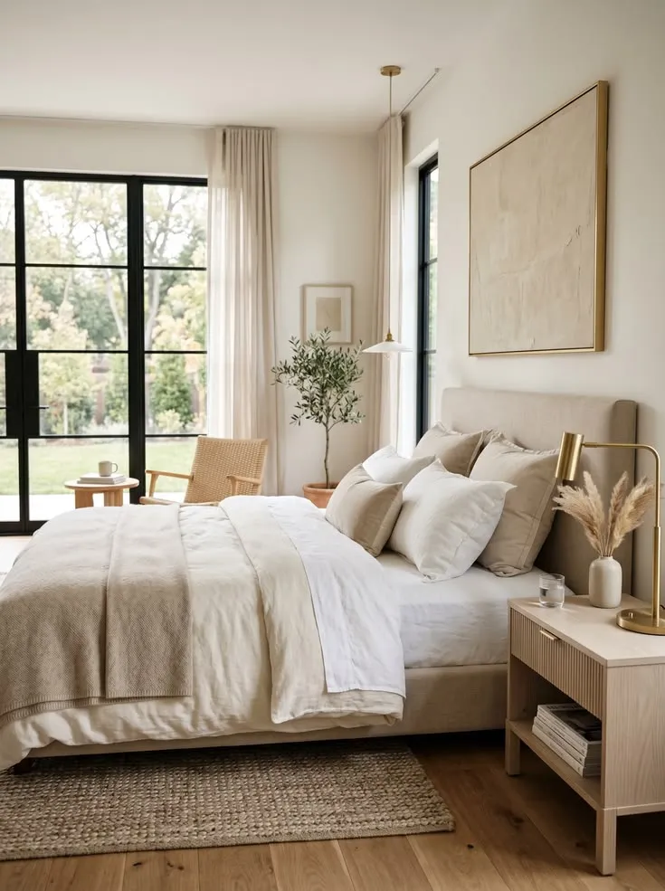 Scandinavian-Inspired Modern Bedroom with Light Wood