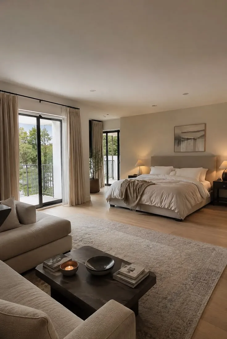 Spacious Minimalist Modern Bedroom with Open Plan
