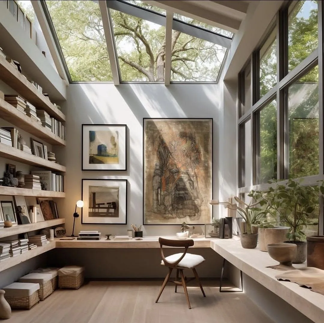 Sunlit Library Office