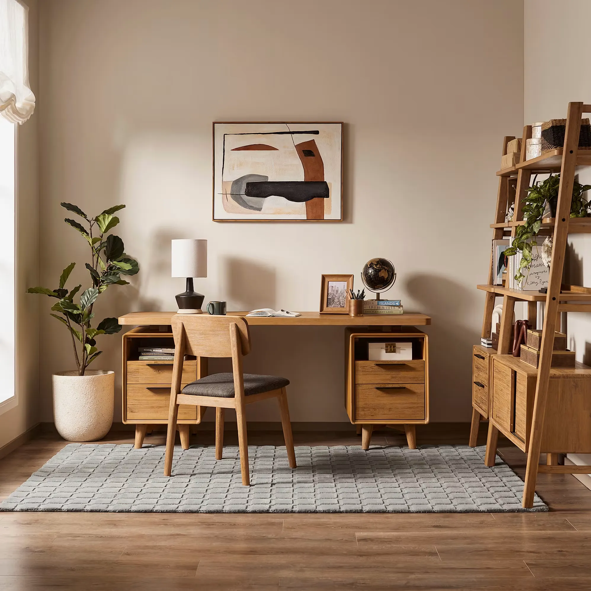 Warm Wood Minimalist Office