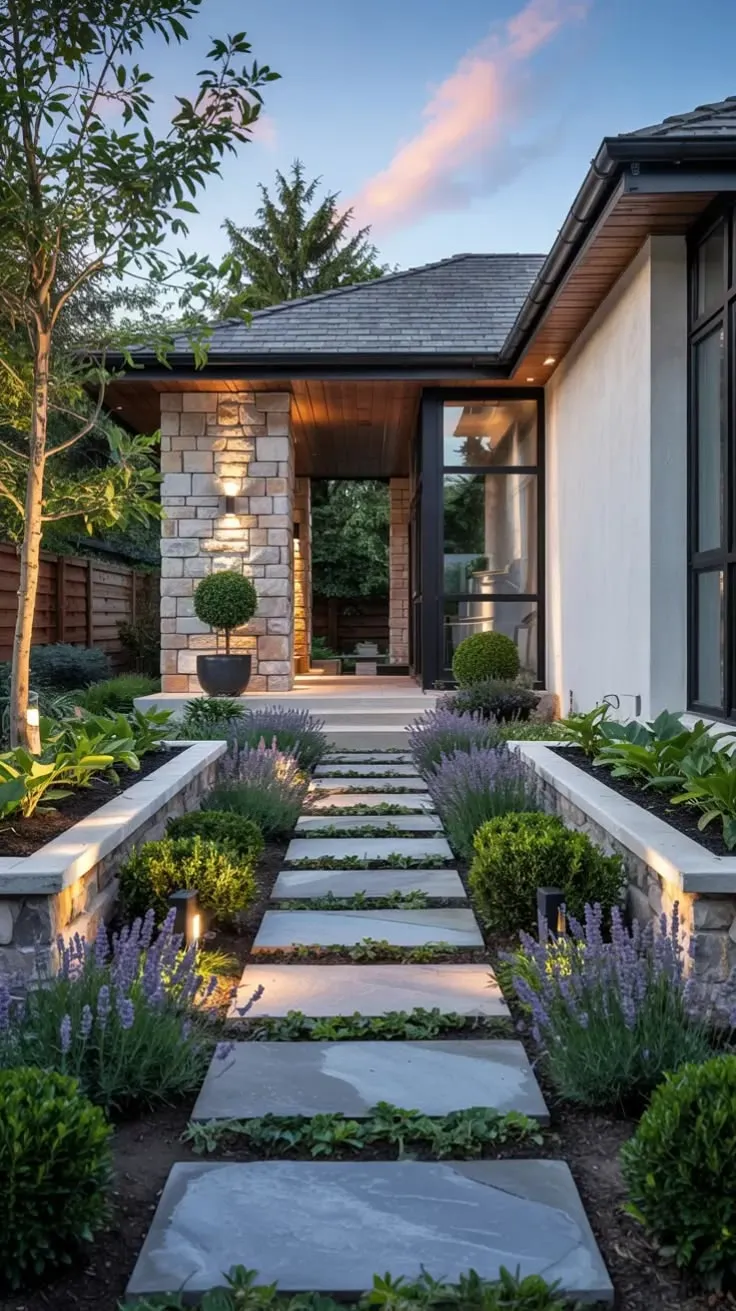 Lit Stone Walkway