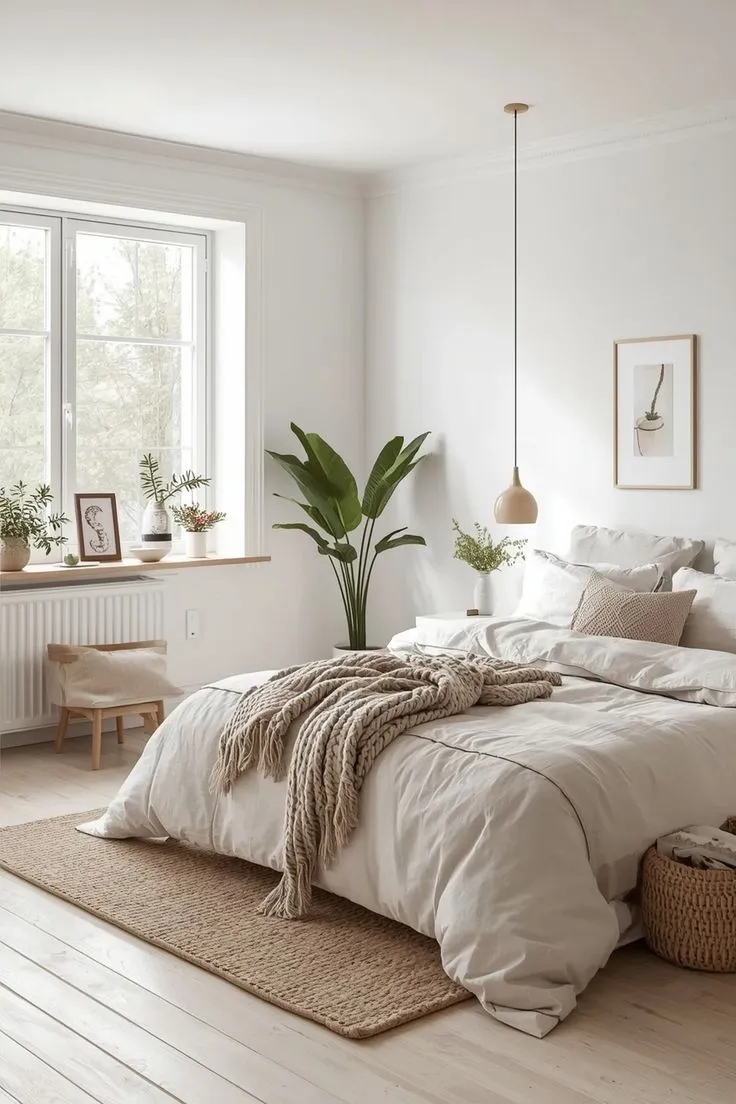 Platform Bed & Knit Throw