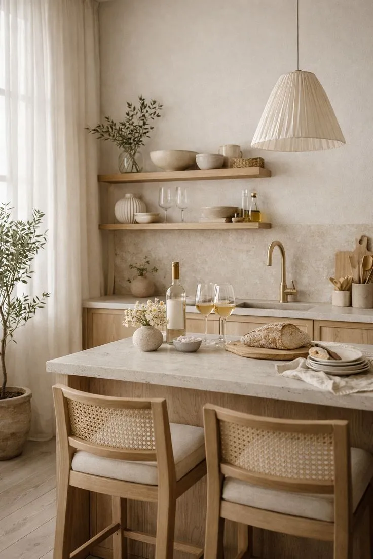 Warm Beige & Open Shelves