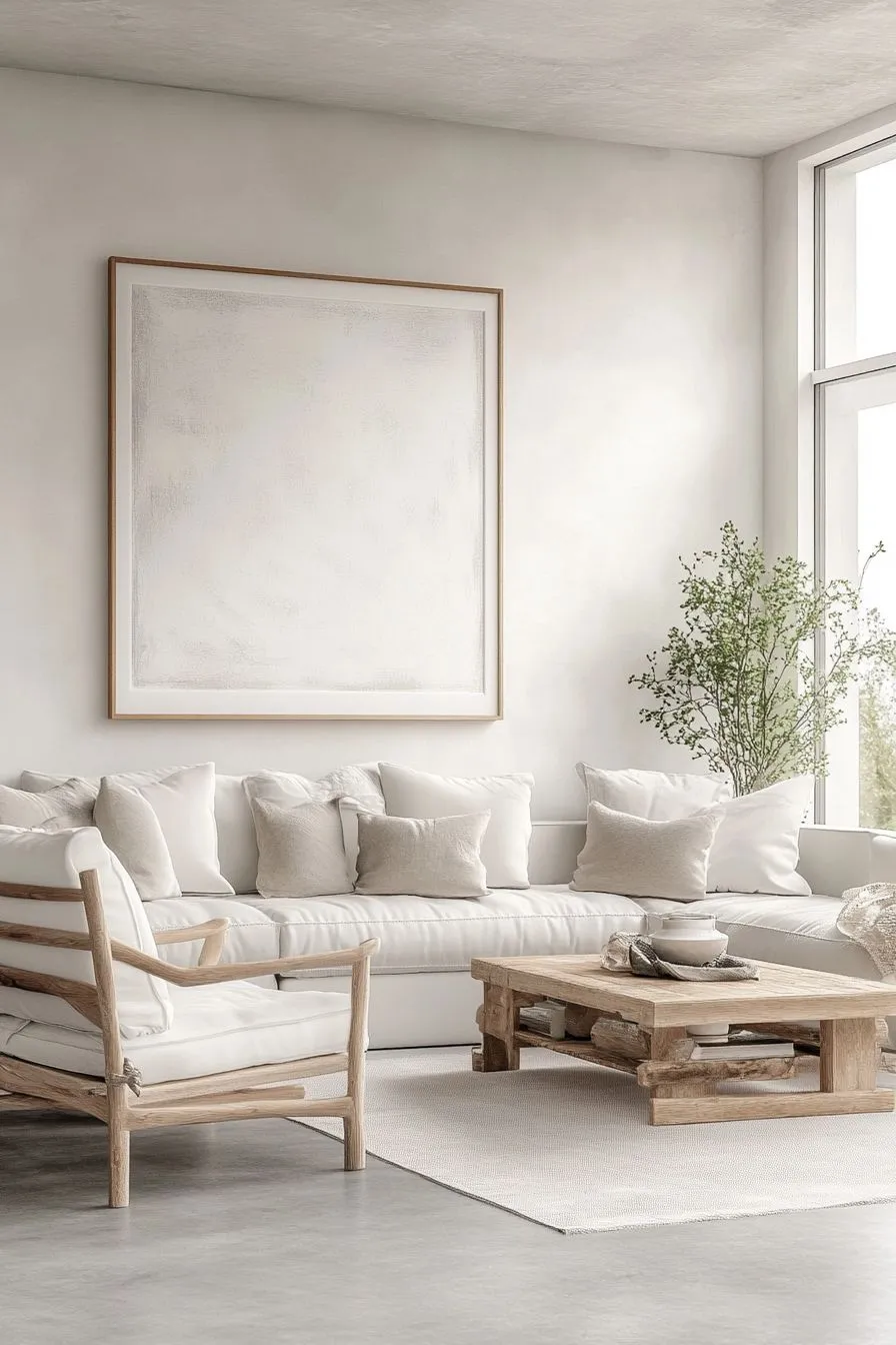 Bright Scandinavian Living Room in Cream Tones