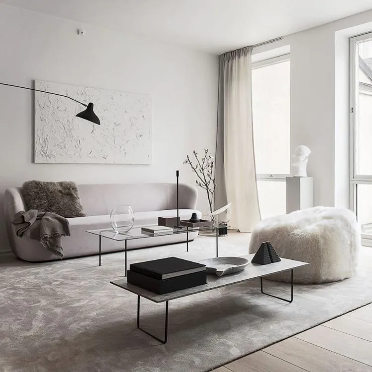 Scandinavian Living Room with Textured Wall Art