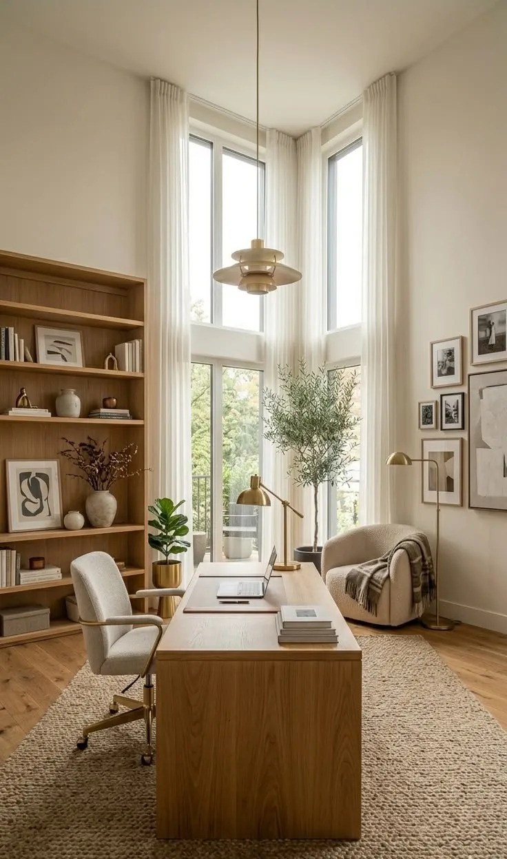 High-Ceiling Natural Office