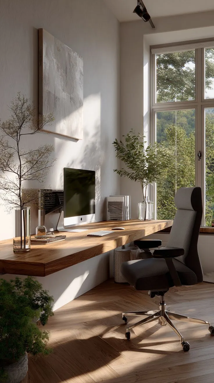 Floating Desk & Abstract Art