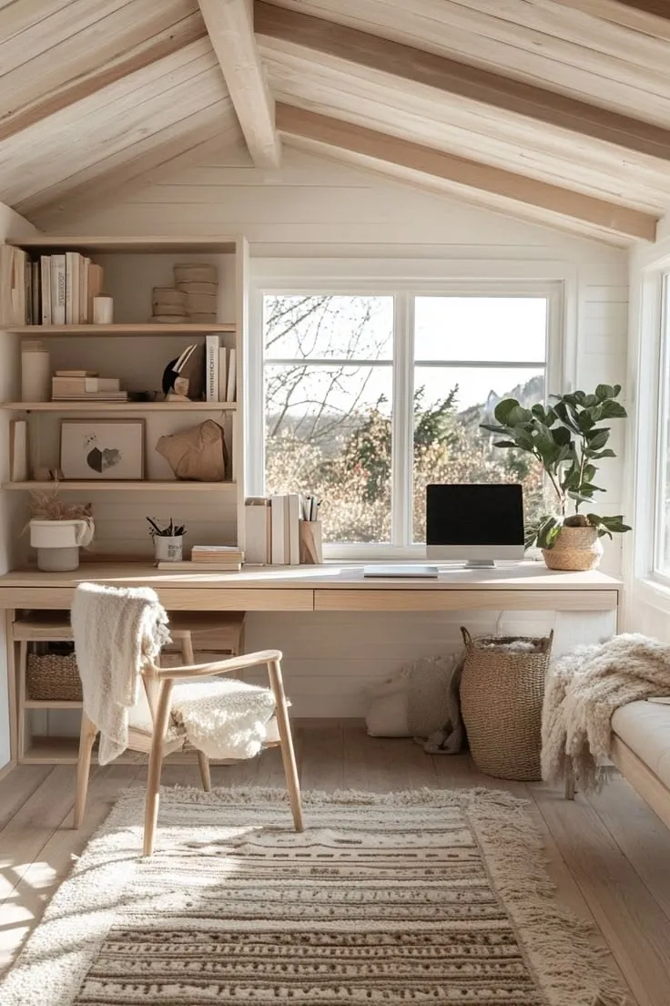 Attic Beam Bookshelf Office