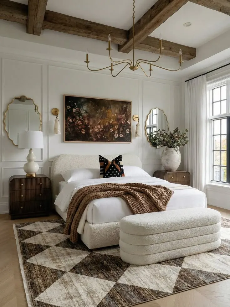 Exposed Beams & Chandelier