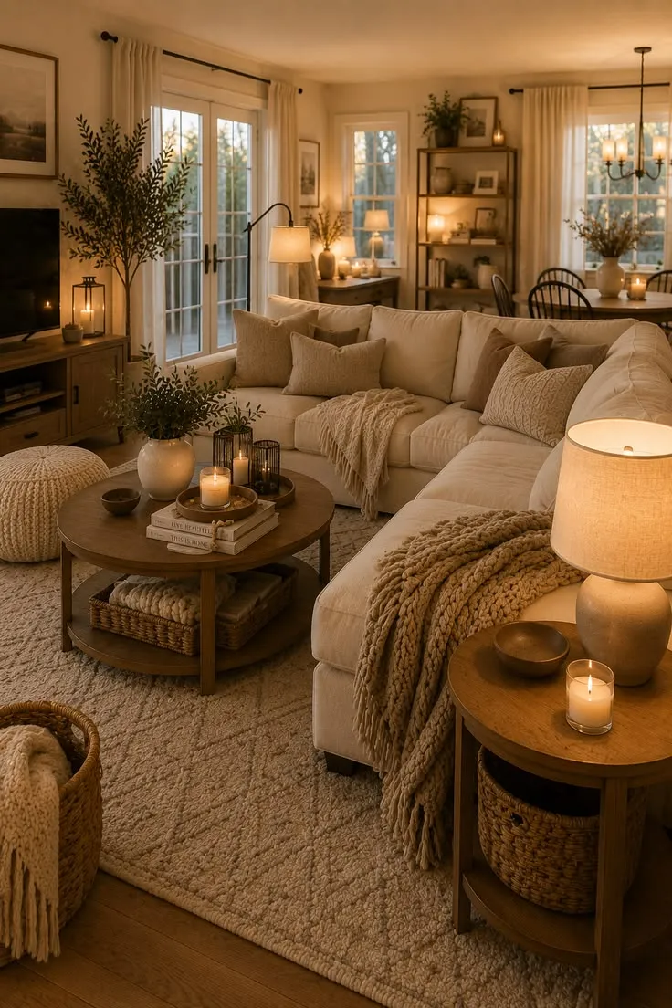 Classic Traditional Living Room with Stone Fireplace