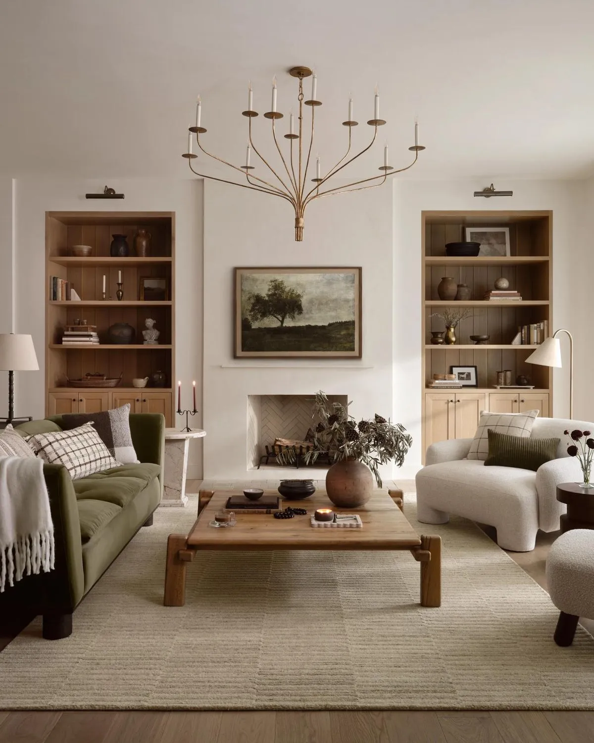 Bright Traditional Living Room with Skylights
