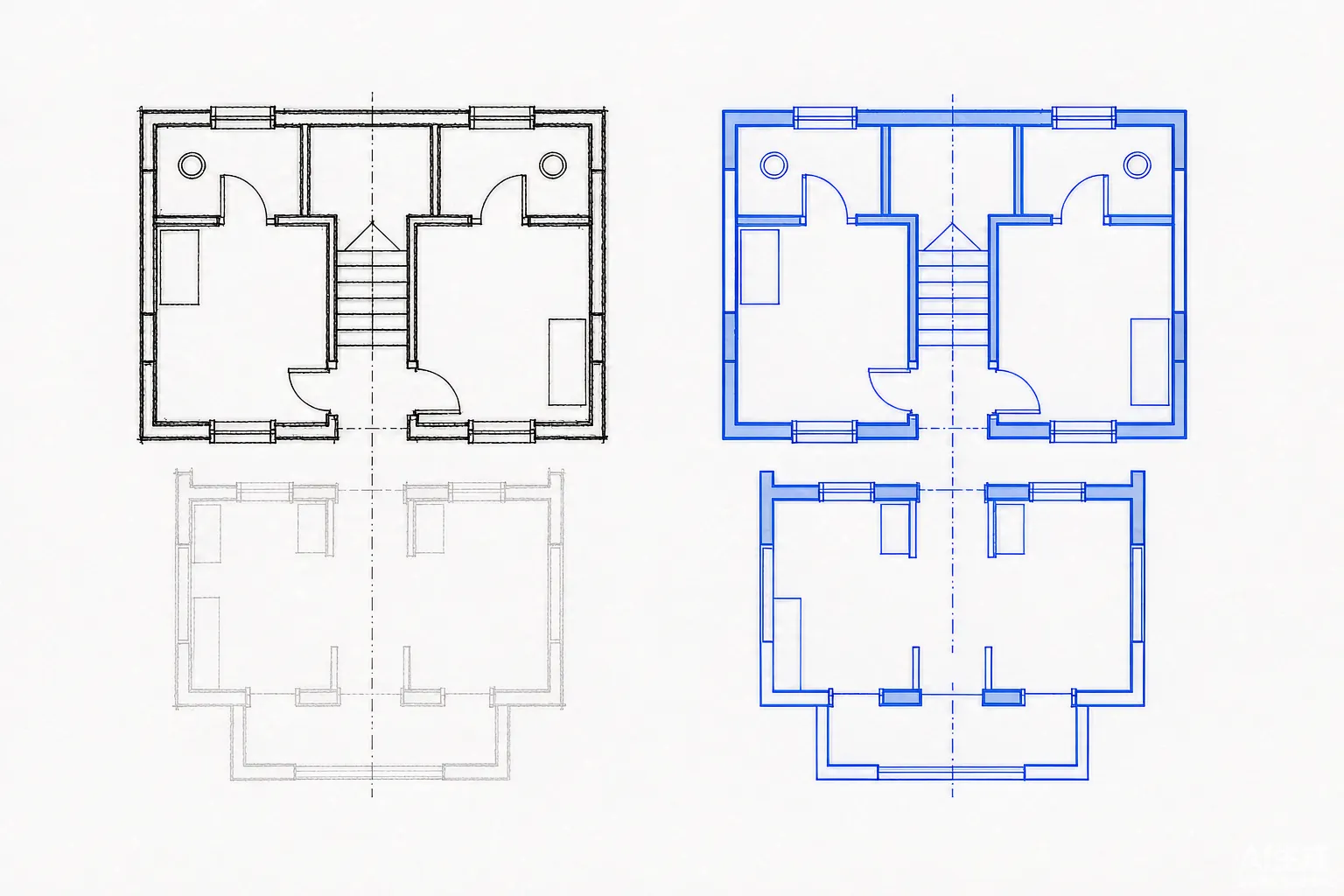 Scanned blueprint converted into a clean layered DWG file