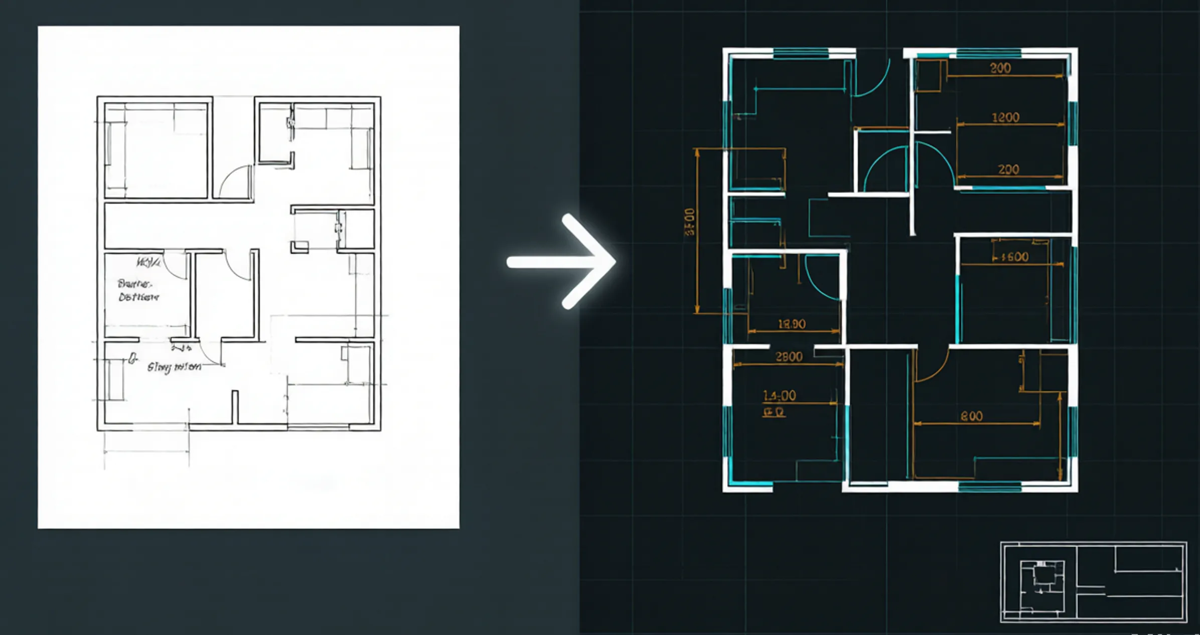 AI recognizing drawing elements and rebuilding them as DXF vector geometry